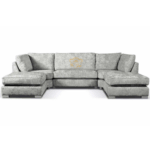 BISHOP USHAPED LOUNGE SOFA – SILVER CHENILLE BACK