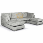 BISHOP USHAPED SOFA SILVER HIGH BACK CHENILLE
