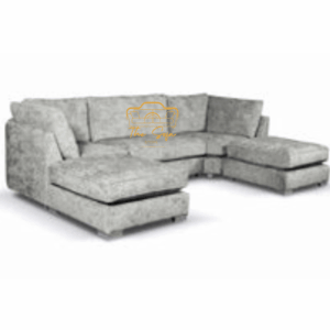 BISHOP USHAPED SOFA SILVER HIGH BACK CHENILLE