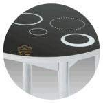 _BLACK BUBBLE GLASS ROUND TABLE WITH 4 CHAIR