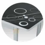 _BLACK BUBBLE GLASS TABLE WITH 6 CHAIR