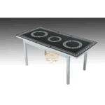 _BLACK CIRCLE GLASS TABLE WITH - 6 CHAIR