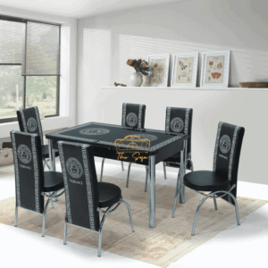 _BLACK VERSACE GLASS DINING TABLE