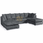 Bishop Charcoal High Back Fabric U Shape Corner Sofa
