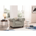 Chesterfield Cream Leather Seater