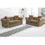 Classic Mink Velvet Chesterfield with Button Detail