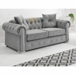 Diamond-Tufted Chesterfield Sofa in Mink Velvet