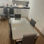 FULL GREY GLASS DINING TABLE