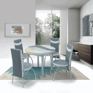 GREY WAVE GLASS TABLE 4 CHAIR