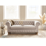 Hampton CREAM Leather Seater Chesterfield Sofa