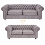 Laura Chesterfield Fabric – Dusty Grey Luxury Touch