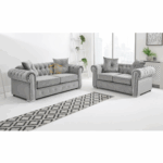 Luxury Velvet Chesterfield Sofa – Mink Plush