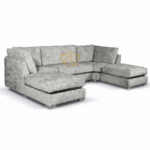 MODERN BISHOP USHAPED SILVER HIGH BACK SOFA