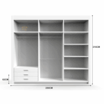 Milan 250cm Sliding Wardrobe – Functional Storage with Rail & Shelves