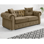 Stylish Chesterfield – Velvet Sofa in Mink Tone