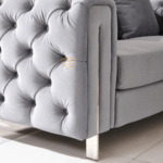 The Modern Chesterfield WOODEN Sofa Set in Grey Velvet