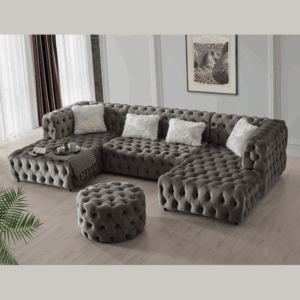 The U-Shaped Rocky Chesterfield Grey Sofa