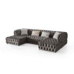 U-Shaped Grey Chesterfield Sofa