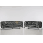 Upholstered Velvet Chesterfield Sofa Set