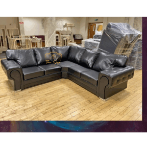 VERONA LEATHER BLACK SOFA CORNER