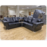 VERONA LEATHER BLACK SOFA CORNER 5 seater