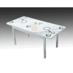 WHITE BUBBLE GLASS DINING TABLE WITH 6 -CHAIR