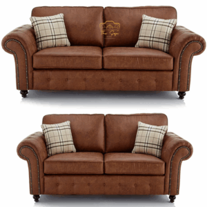 oakland sofa brown leather 3+2